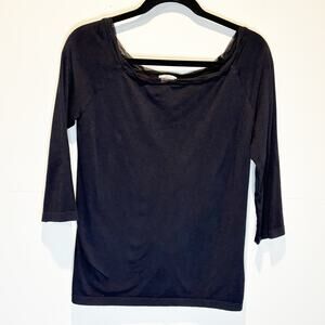 Wolford Black 3/4 Sleeve Fitted Cotton Blend Top - size Large